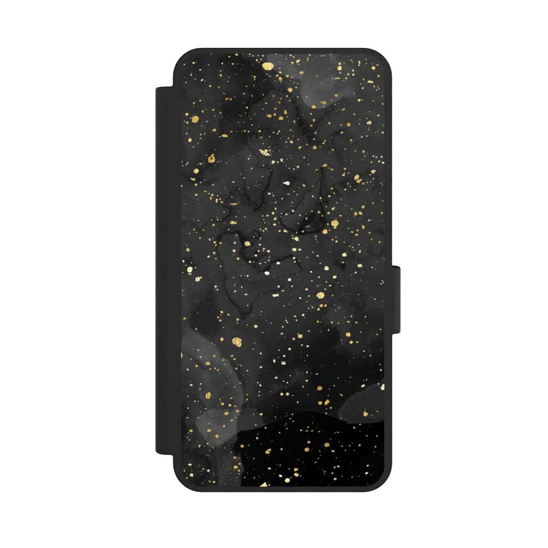 Galaxy S25 Edge NIVOflip Glitzernder Marmor-Schwarz-Gold-Look
