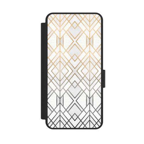 Samsung Galaxy S25 Edge NIVOflip Gold und Grauer Geo Golddruck
