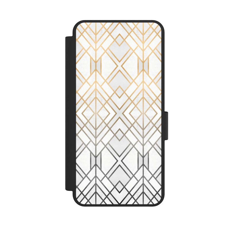 Galaxy S25 Edge NIVOflip Gold und Grauer Geo Golddruck