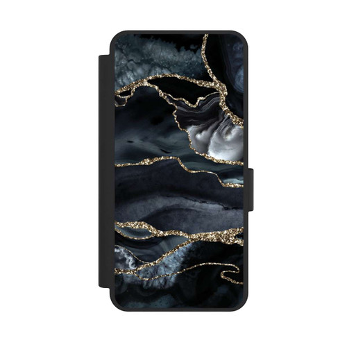 Samsung Galaxy S25 Edge NIVOflip Dunkler Marmor Gold Glitzerlook
