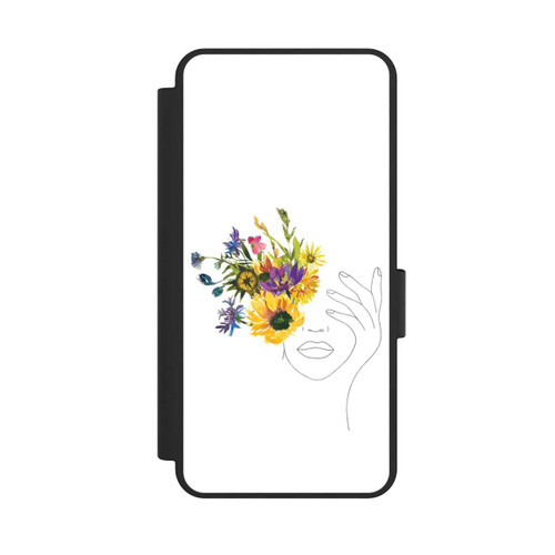 Samsung Galaxy S25 Edge NIVOflip Line Art Woman sunflowers