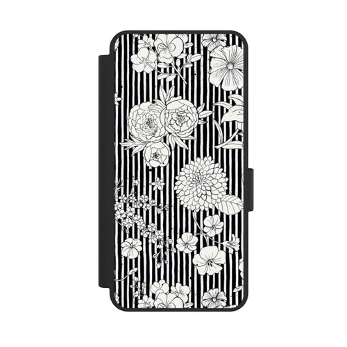 Samsung Galaxy S25 Edge NIVOflip Blumen und Streifen Schwarz und Weiß