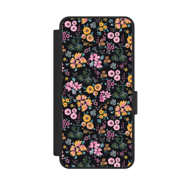Galaxy S25 Edge NIVOflip Kleine bunte Blumen Schwarz 2