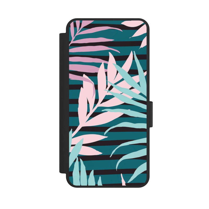 Galaxy S25 Edge NIVOflip Pastell-Dschungelblätter rosa blaugrün