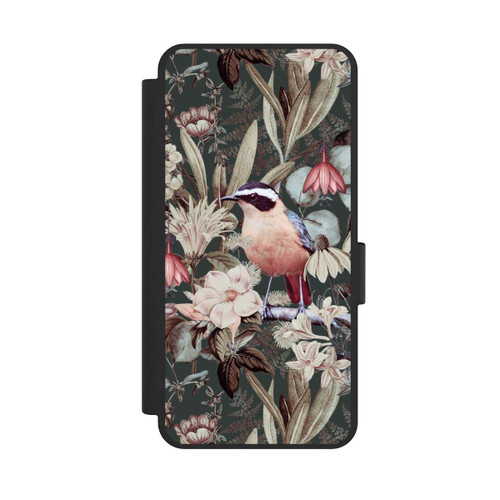Samsung Galaxy S25 Edge NIVOflip Orangefarbener Vogel im Vintage Blumenmuster