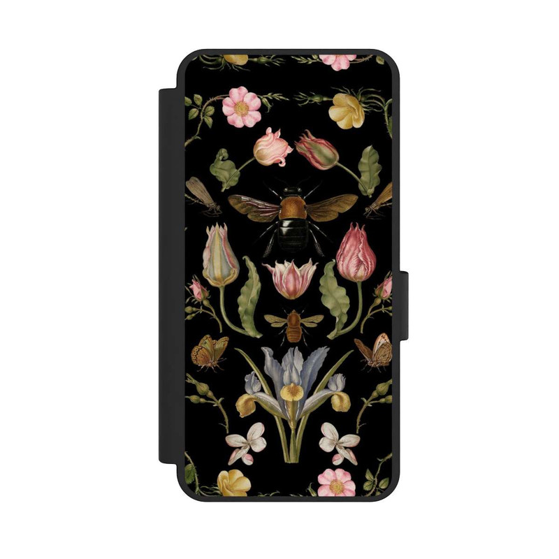 Galaxy S25 Edge NIVOflip Fleurs Sauvages et Abeilles Fond Noir