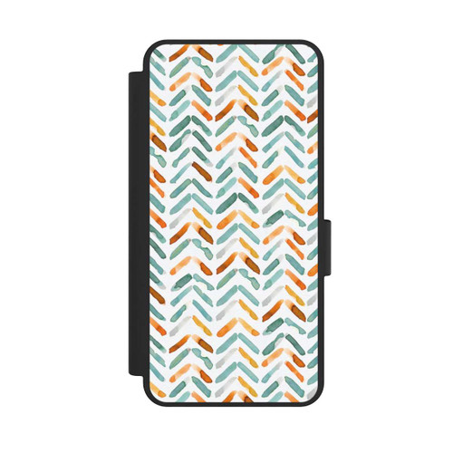 Samsung Galaxy S25 Edge NIVOflip Elegantes Herbstchevron Blau Orange