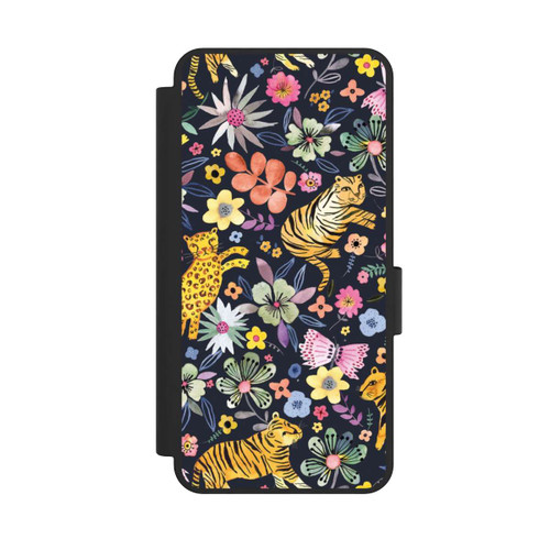 Samsung Galaxy S25 Edge NIVOflip Frühlingsblumen mit Tiger schwarz