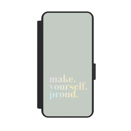 Samsung Galaxy S25 Edge NIVOflip Make Yourself Proud Zitat-Minze und Farbverlauf