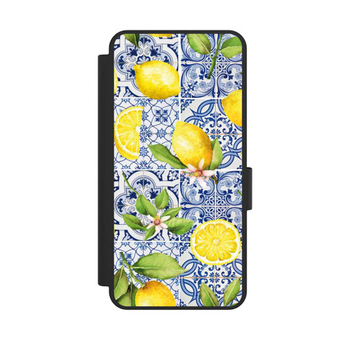 Samsung Galaxy S25 Edge NIVOflip Mediterrane Amalfi Küste mit Blauen Kacheln und Zitronen