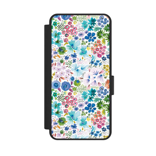 Samsung Galaxy S25 Edge NIVOflip Kunstvolle kleine Frühlingsblumen blau