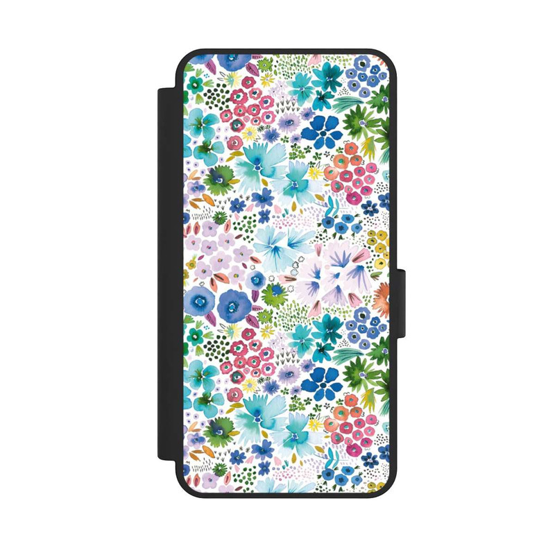 Galaxy S25 Edge NIVOflip Kunstvolle kleine Frühlingsblumen blau