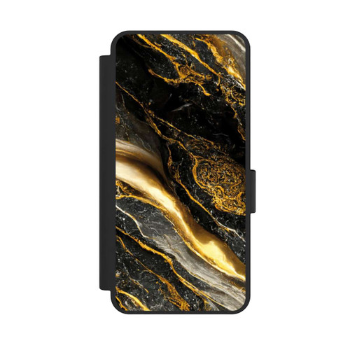 Samsung Galaxy S25 Edge NIVOflip Schwarze Marmor Goldschichten