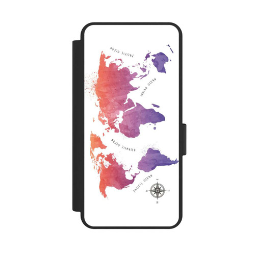 Samsung Galaxy S25 Edge NIVOflip Worldmap (Watercolor) white