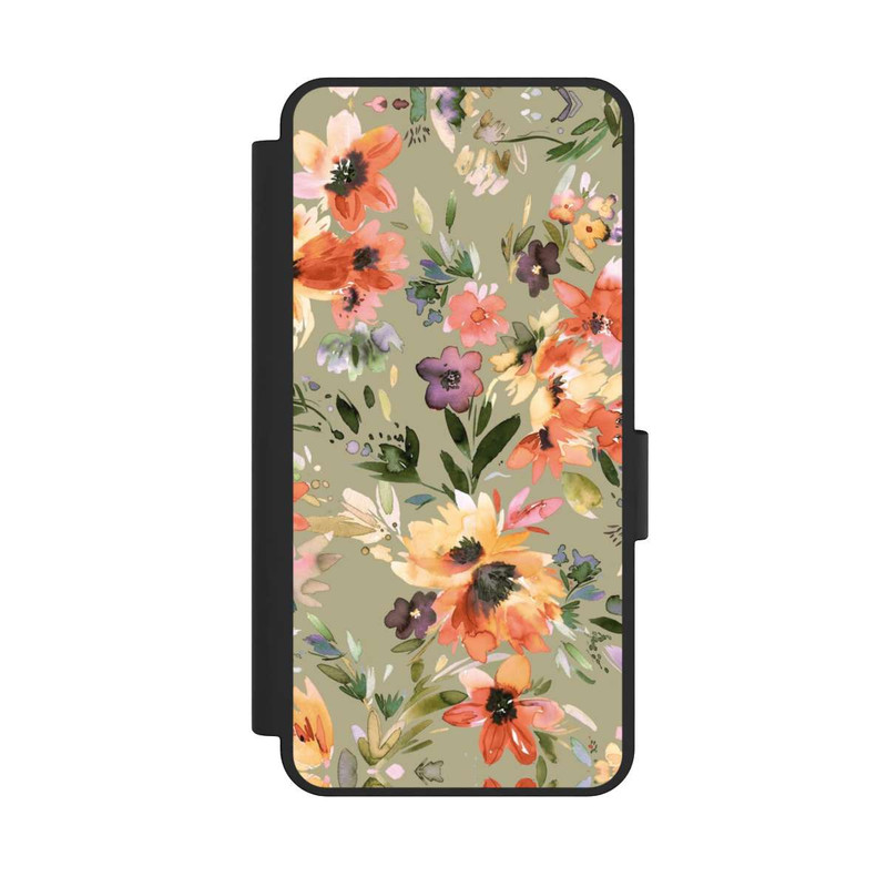 Galaxy S25 Edge NIVOflip Fleurs tropicales picturales vert sauge