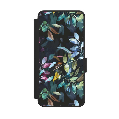 Samsung Galaxy S25 Edge NIVOflip Mystische Aquarellblätter schwarz
