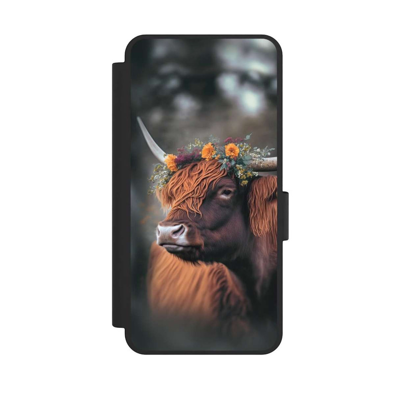 Galaxy S25 Edge NIVOflip Hochland Rind mit Blumen mit KI