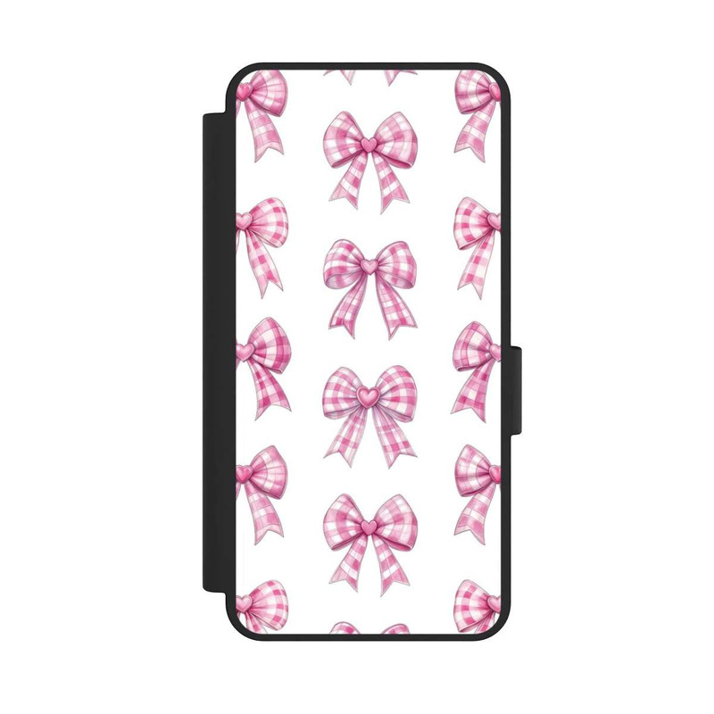 Galaxy S25 Edge NIVOflip Pink Gingham Hearts and Bows avec IA
