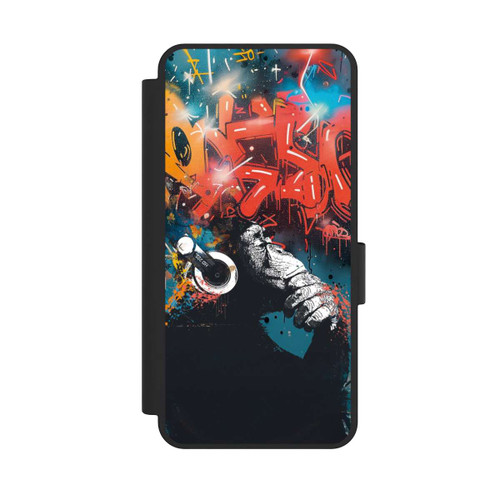 Samsung Galaxy S25 Edge NIVOflip Affe Stereo Kopfhörer Graffiti Street Art