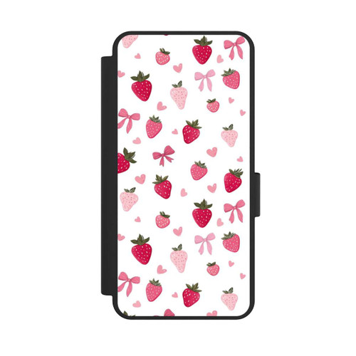 Samsung Galaxy S25 Edge NIVOflip Erdbeer Herz Schleifen Muster Pink
