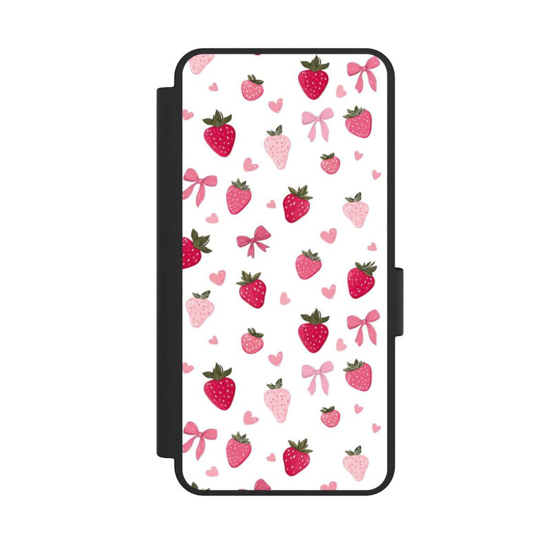 Galaxy S25 Edge NIVOflip Strawberry Ribbon Pattern Pink