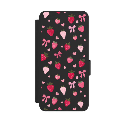 Samsung Galaxy S25 Edge NIVOflip Erdbeer Herz Schleifen Pink Muster Transparent