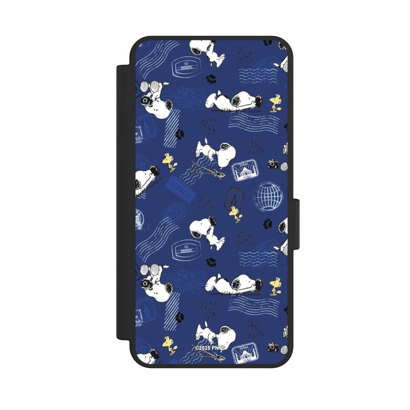 Galaxy S25 Edge NIVOflip Peanuts Travel Stamps Pattern Blue