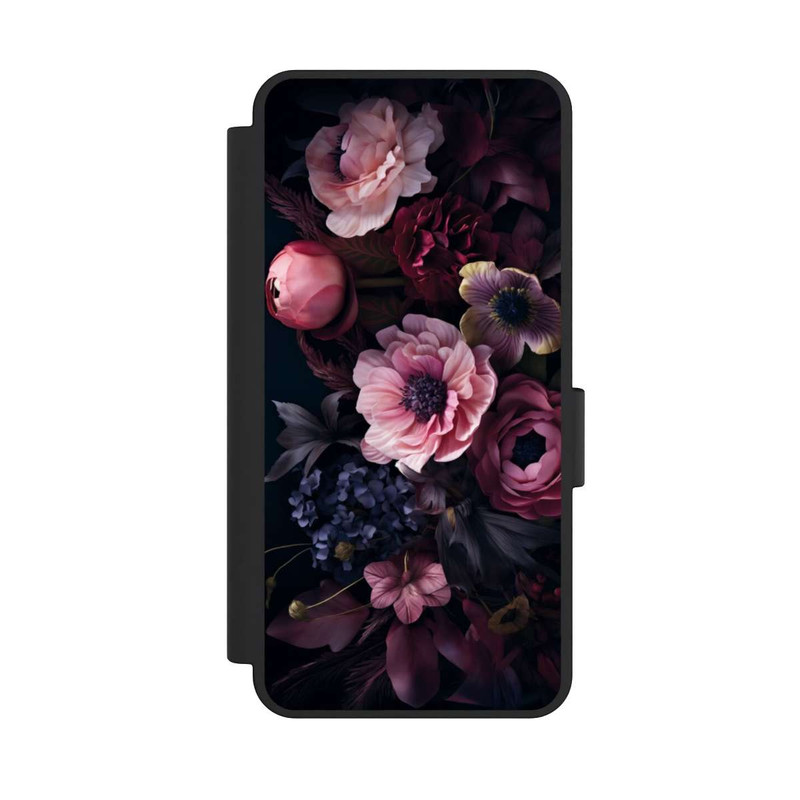 Galaxy S25 Edge NIVOflip Rosa Blumenbild mit Pfingstrosen auf dunklem Hintergrund Mit KI