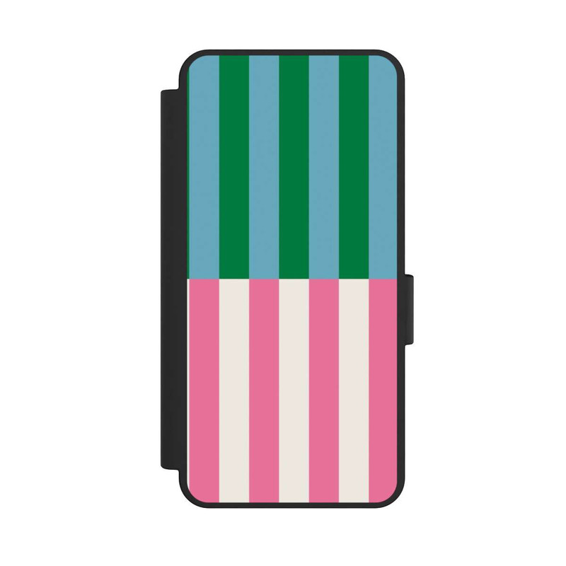 Galaxy S25 Edge NIVOflip Motif Rayé Vert Rose