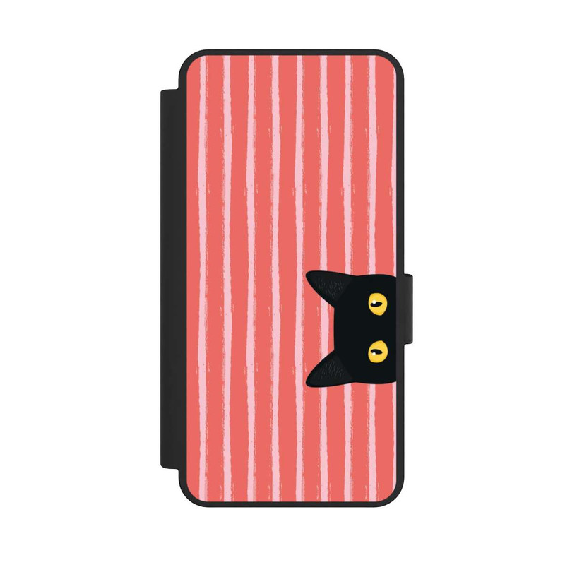 Galaxy S25 Edge NIVOflip Black Cat on Orange Stripes