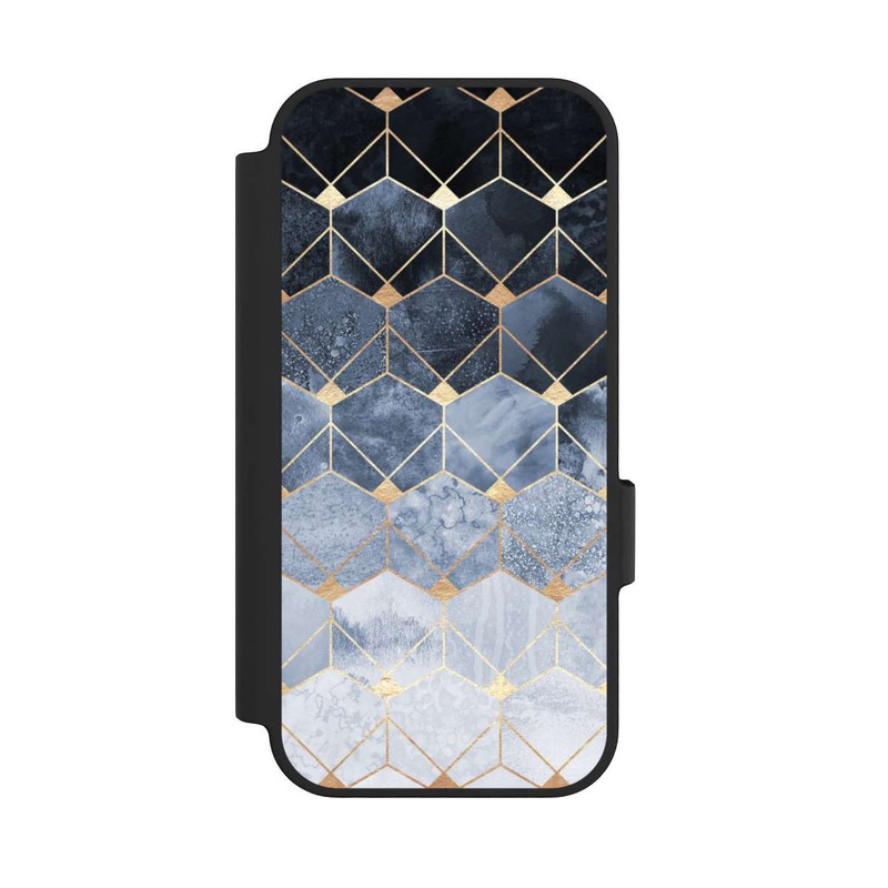 Pixel 10 NIVOflip Blaue Sechsecke und Diamanten Golddruck