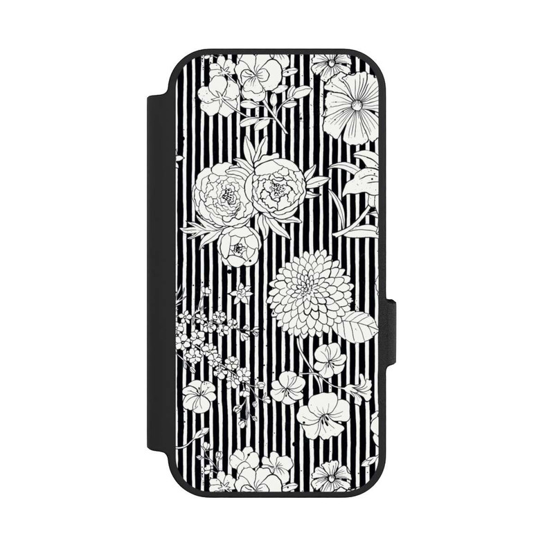 Pixel 10 NIVOflip Blumen und Streifen Schwarz und Weiß