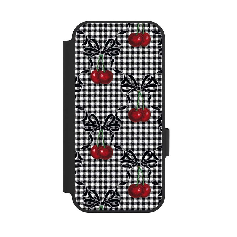Pixel 10 NIVOflip Kirschen Muster Schwarz