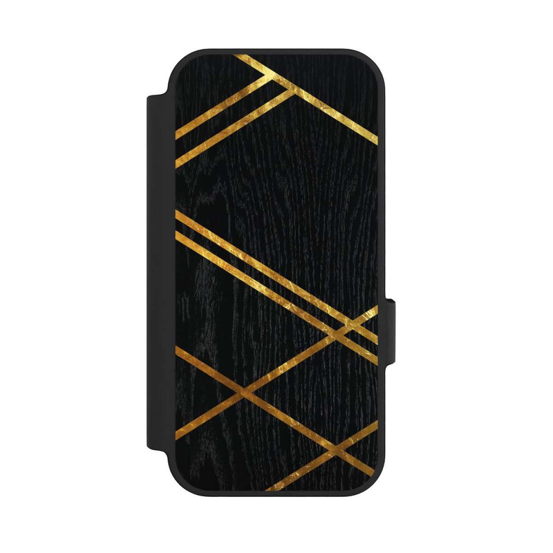 Pixel 10 Pro NIVOflip Schwarzes geometrisches Muster Goldene Streifen