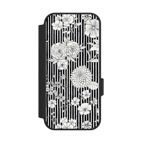 Google Pixel 10 Pro NIVOflip Blumen und Streifen Schwarz und Weiß