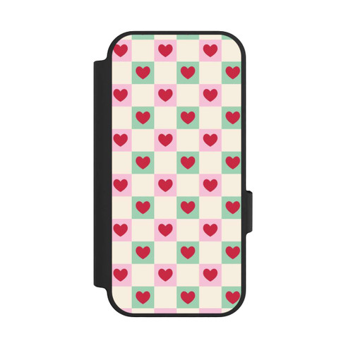 Google Pixel 10 Pro NIVOflip Karomuster Herzen Rosa und Grün Valentinstag