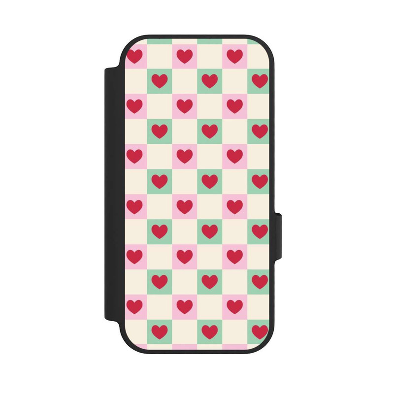 Pixel 10 Pro NIVOflip Karomuster Herzen Rosa und Grün Valentinstag