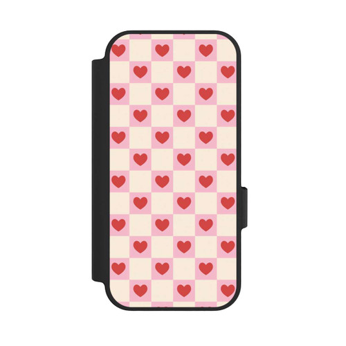 Google Pixel 10 Pro NIVOflip Cœurs à Carreaux Roses Saint-Valentin