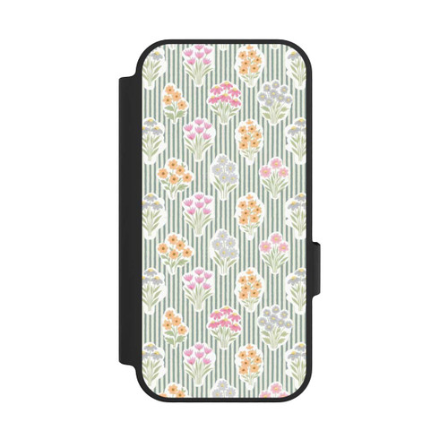 Google Pixel 10 Pro NIVOflip Ditsy Flower Sticker Bouquets on Blue and Cream Pinstripes