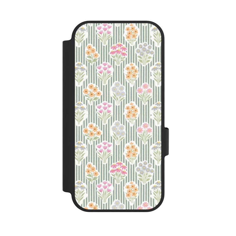 Pixel 10 Pro NIVOflip Ditsy Flower Sticker Bouquets on Blue and Cream Pinstripes