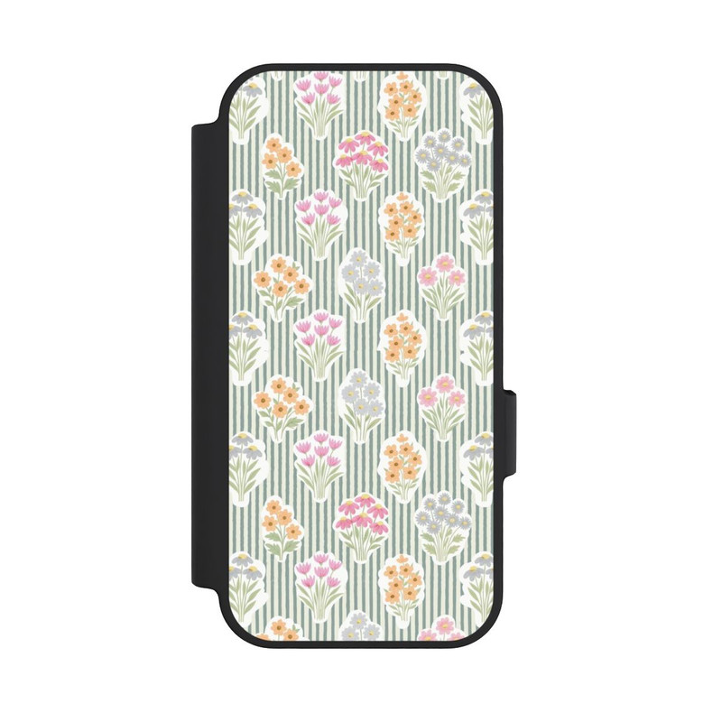 Pixel 10 Pro NIVOflip Ditsy Flower Sticker Bouquets on Blue and Cream Pinstripes