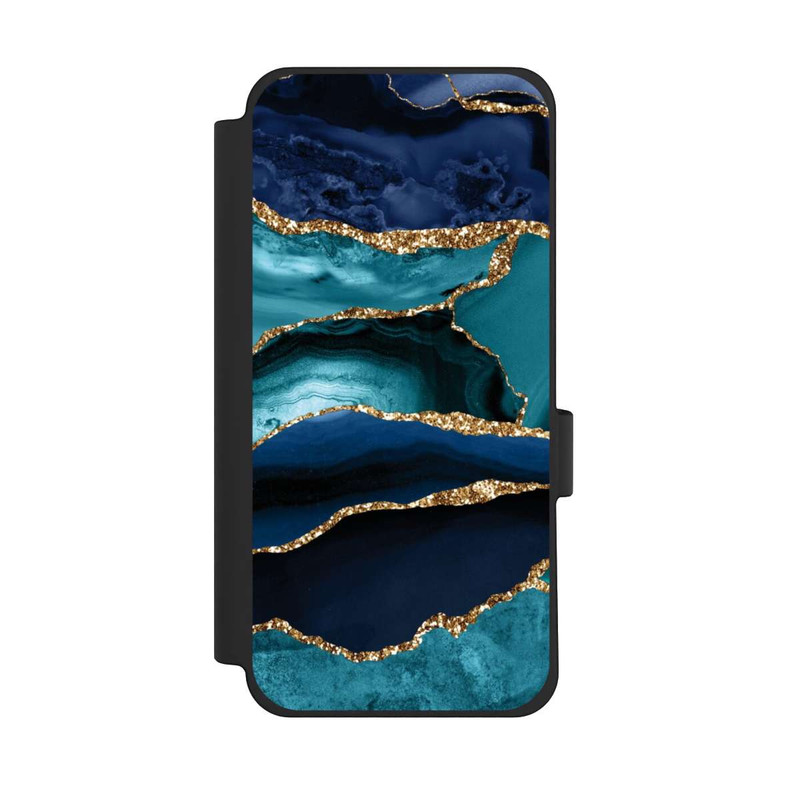 Pixel 10 Pro XL NIVOflip Dark and Light Blue Marble Gold Glitter Look