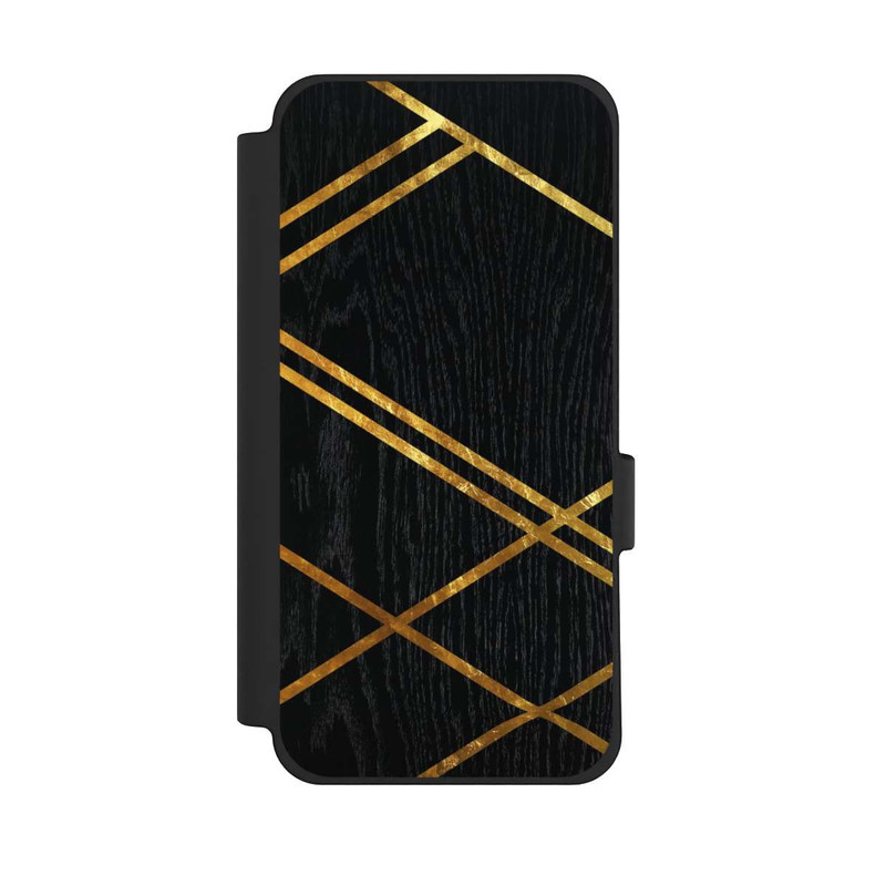 Pixel 10 Pro XL NIVOflip Schwarzes geometrisches Muster Goldene Streifen