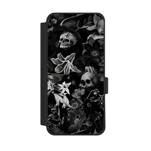 Google Pixel 10 Pro XL NIVOflip Totenköpfe und Blumen auf schwarzem Hintergrund
