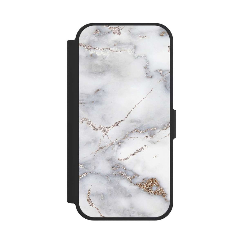 iPhone 17 NIVOflip Silberglitzer Marmorlook