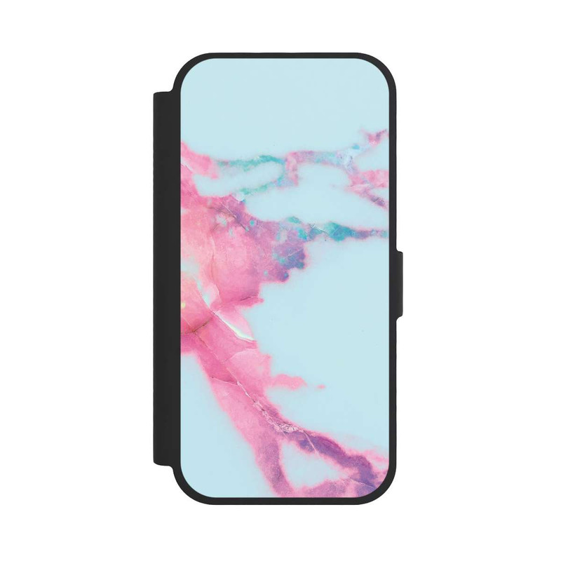 iPhone 17 NIVOflip Marbre veiné irisé bleu clair
