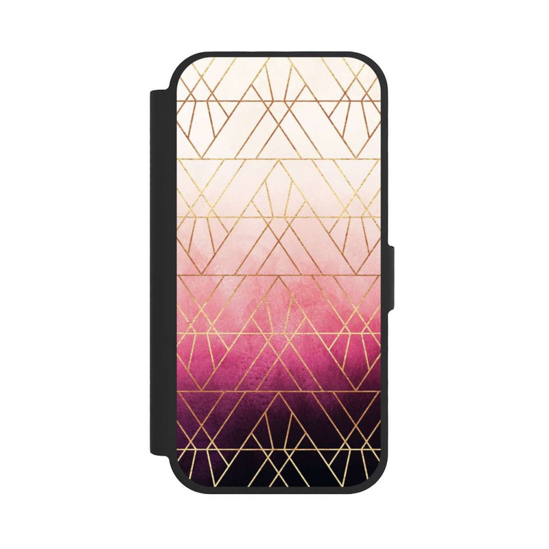 iPhone 17 NIVOflip Triangles ombrés roses imprimé doré
