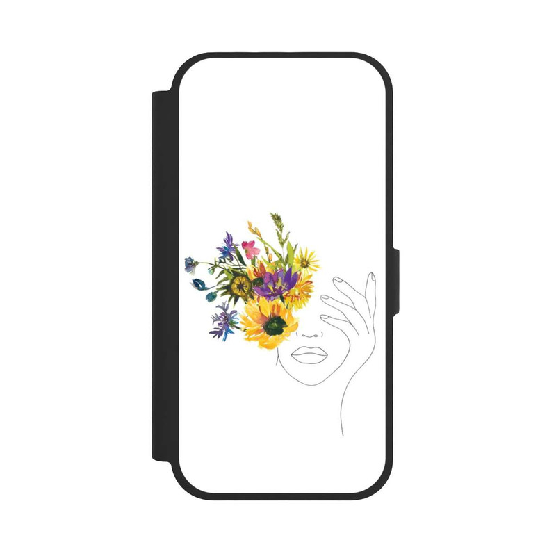 iPhone 17 NIVOflip Line Art Frau Sonnenblumen