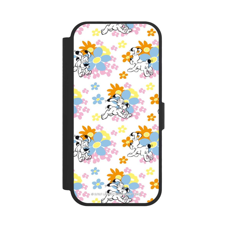 iPhone 17 NIVOflip Idéfix sur fleurs colorées