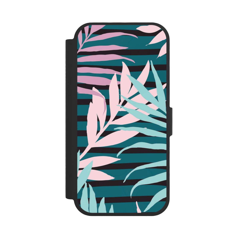 iPhone 17 NIVOflip Feuilles de jungle pastel rose sarcelle